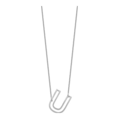 10K White Gold Initial U Necklace – view 2