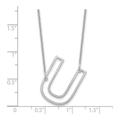 10K White Gold Initial U Necklace – view 3