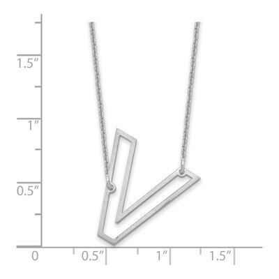 10K White Gold Sideways Initial V Necklace – view 3