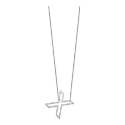 10K White Gold Sideways Initial X Necklace – view 2