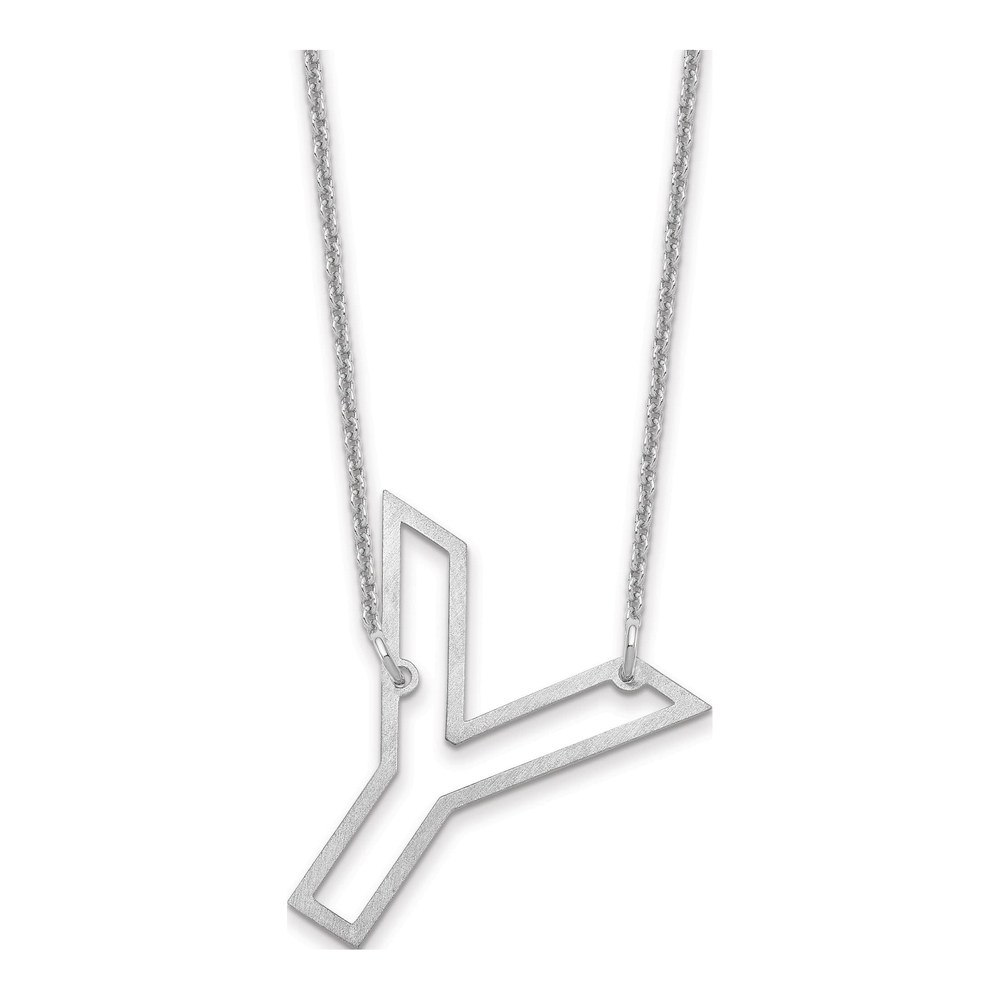 10K White Gold Rhodium-Plated Sideways Cut Out Initial Y Necklace