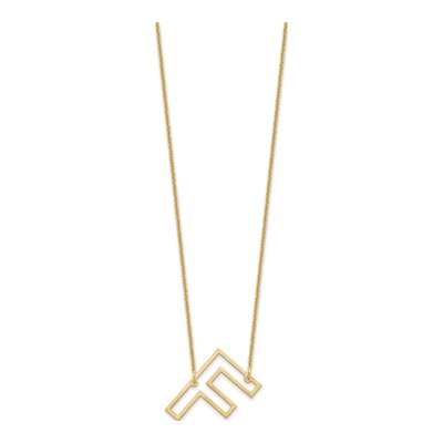 10K Yellow Gold Sideways Initial F Necklace – view 2