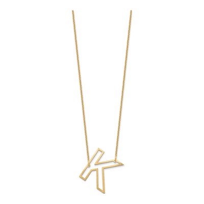 10K Yellow Gold Sideways Initial K Necklace – view 2
