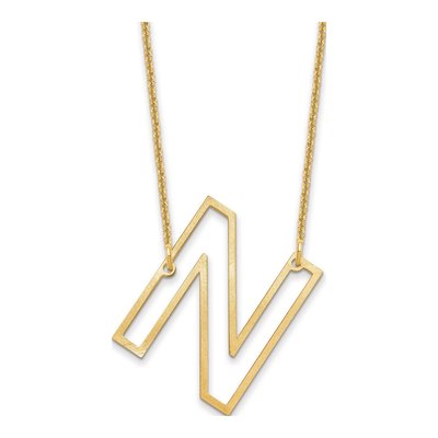 10K Yellow Gold Sideways Initial N Necklace