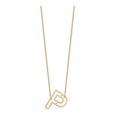 10K Yellow Gold Sideways Initial P Necklace – view 2