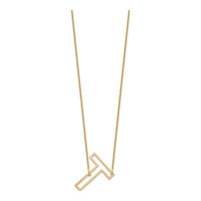 10K Yellow Gold Sideways Initial T Necklace – view 2