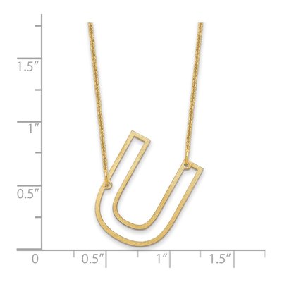 10K Yellow Gold Sideways Initial U Necklace – view 3