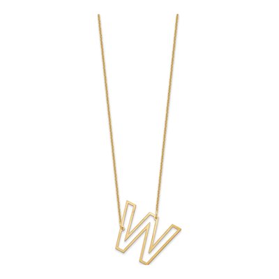 10K Yellow Gold Sideways Initial W Necklace – view 2