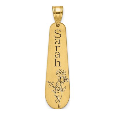 10K Yellow Gold Personalized Name Birth Flower Pendant