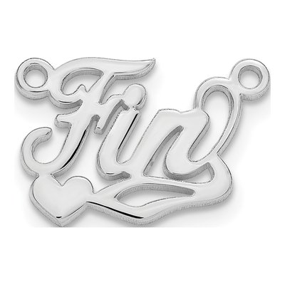 10K White Gold Heart Name Plate Pendant – view 2