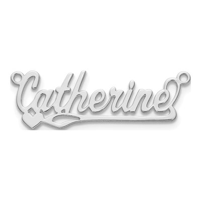 10K White Gold Heart Name Plate Pendant – view 4