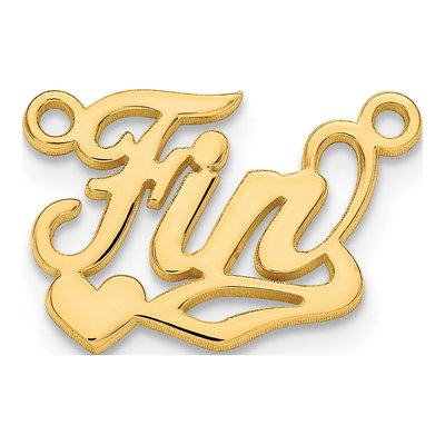 10K Yellow Gold Heart Name Plate Pendant – view 2