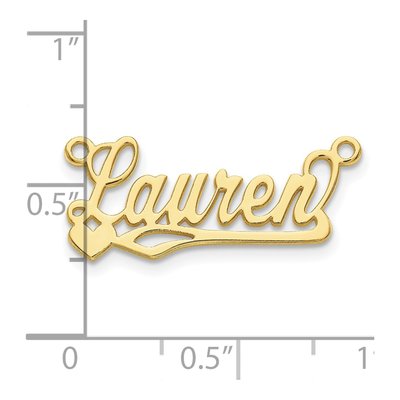 10K Yellow Gold Heart Name Plate Pendant – view 3