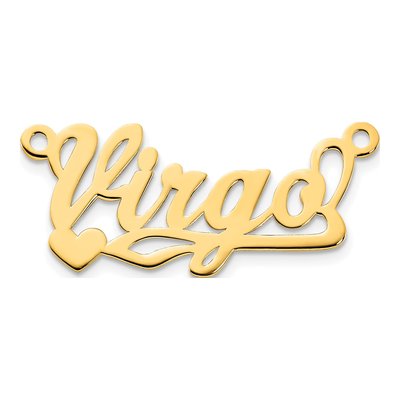 10K Yellow Gold Heart Name Plate Pendant