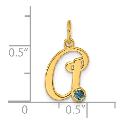 10K Yellow Gold Initial Birthstone Pendant – view 4
