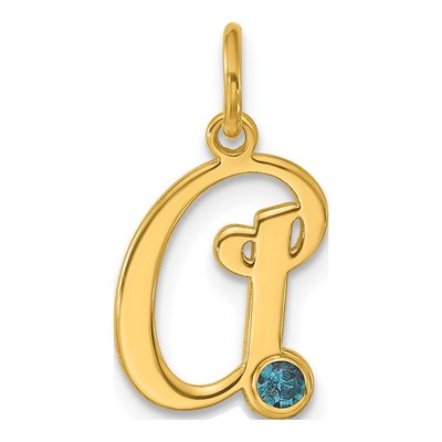 10K Yellow Gold Initial Birthstone Pendant