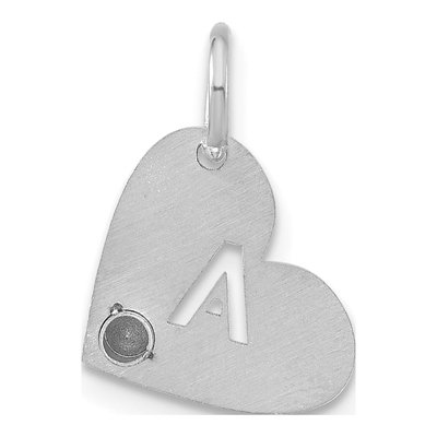 10K White Gold Cut-Out Initial Heart Birthstone Charm – view 3
