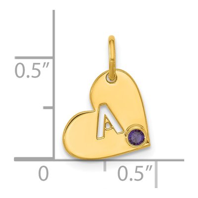 10K Yellow Gold Initial Heart Birthstone Charm – view 4