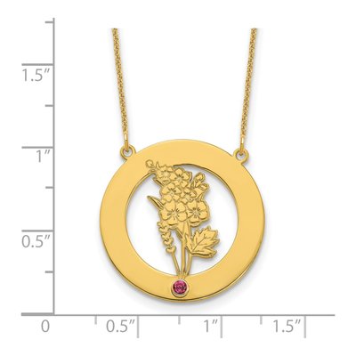 10K Yellow Gold Personalized Birth Flower Necklace – view 3