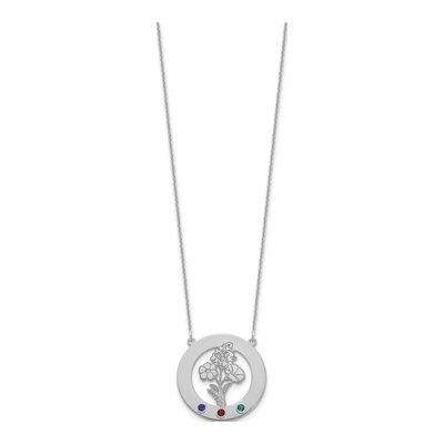10K White Gold Personalized Birth Flower Necklace – view 2