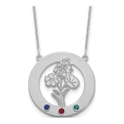10K White Gold Personalized Birth Flower Necklace