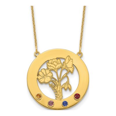 10K Yellow Gold Personalized Birth Flower Necklace