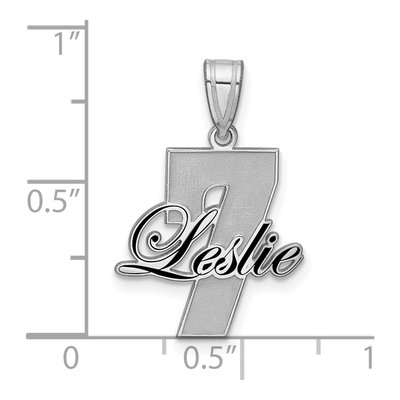 10K White Gold Personalized Name Number Pendant – view 5