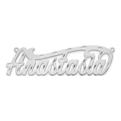 10K White Gold Diamond-Cut Name Plate Pendant – view 4