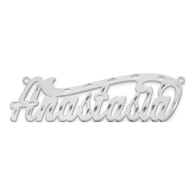 10K White Gold Diamond-Cut Name Plate Pendant – view 5