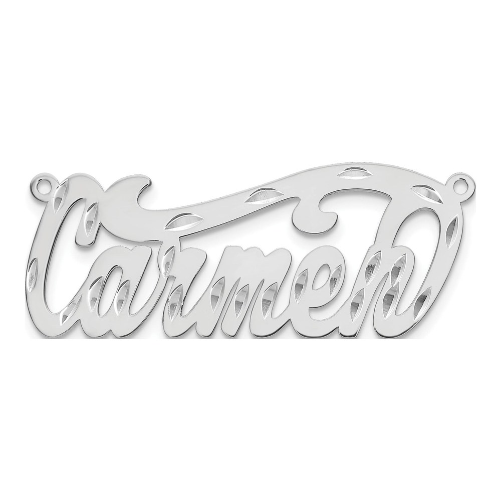 10K White Gold Diamond-Cut Name Plate Pendant
