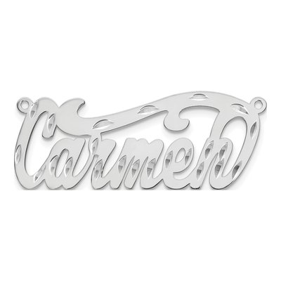 10K White Gold Diamond-Cut Name Plate Pendant