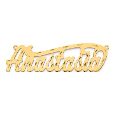 10K Yellow Gold Personalized Name Plate Pendant – view 5