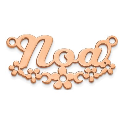 10K Rose Gold Personalized Flower Name Plate Pendant – view 2