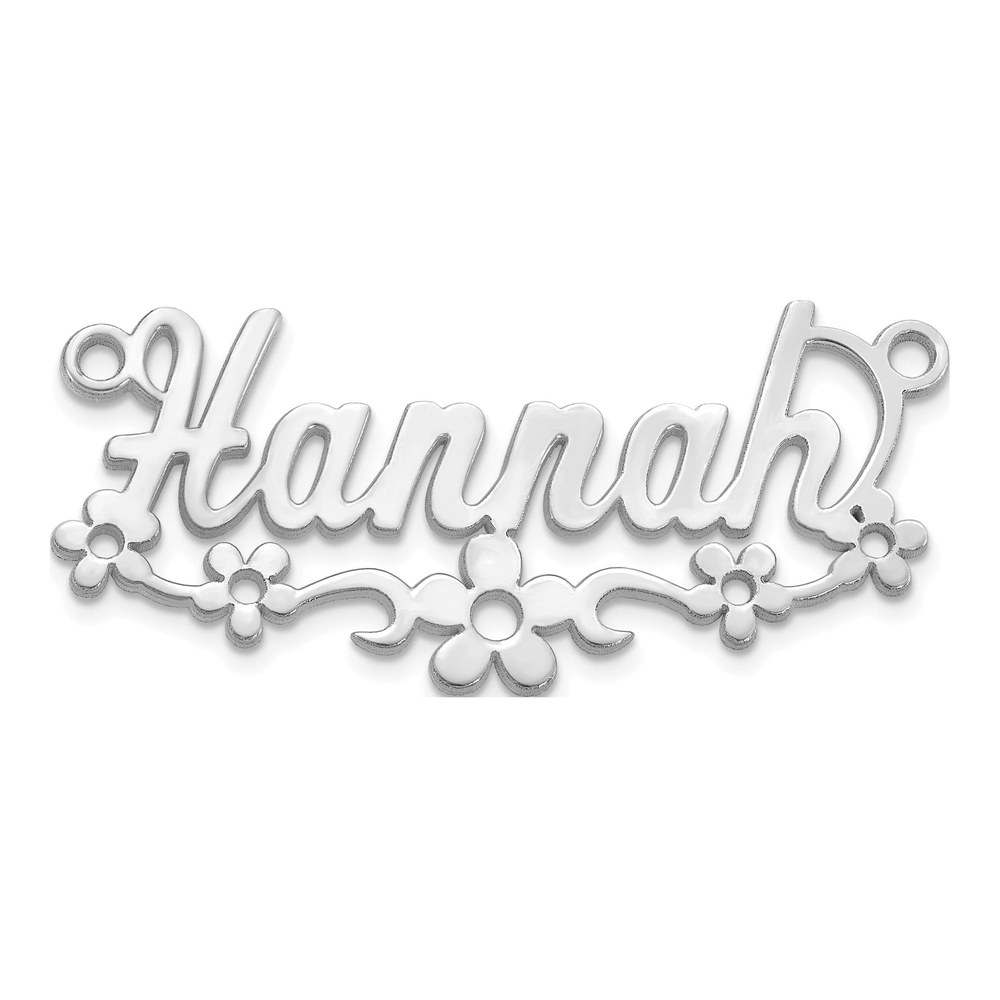 10K White Gold Rhodium-Plated Flower Name Plate