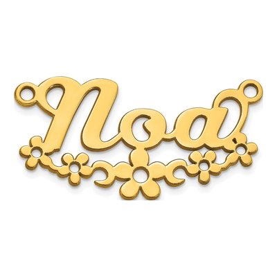 10K Yellow Gold Personalized Flower Name Plate Pendant – view 2