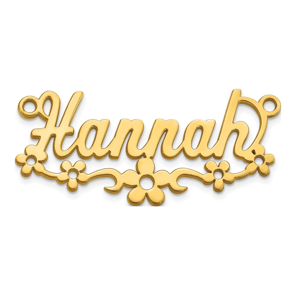 10K Yellow Gold Flower Name Plate