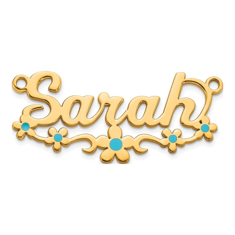 10K Yellow Gold Epoxy Flower Name Plate