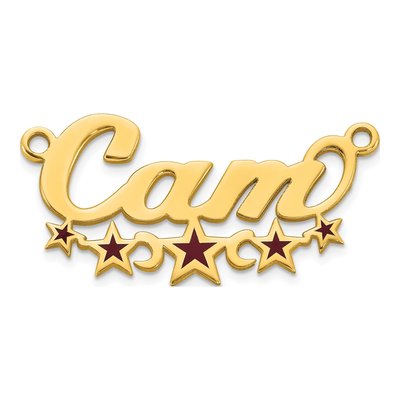 10K Yellow Gold Personalized Star Name Plate Pendant – view 2