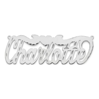 10K White Gold Personalized Heart Name Plate Pendant – view 4