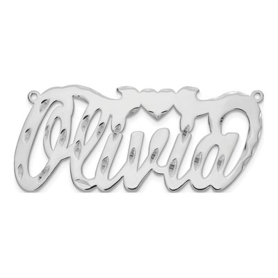 10K White Gold Personalized Heart Name Plate Pendant