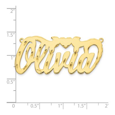 10K Yellow Gold Personalized Heart Name Plate Pendant – view 3