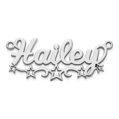 10K White Gold Personalized Name Plate Pendant