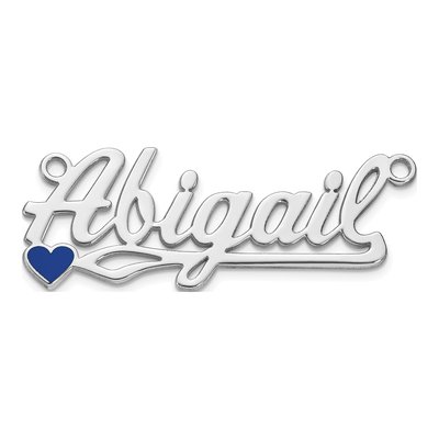 10K White Gold Personalized Heart Name Plate Pendant – view 3