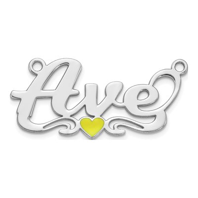 10K White Gold Personalized Heart Name Plate Pendant – view 2
