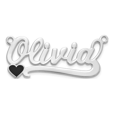 10K White Gold Personalized Heart Name Plate Pendant