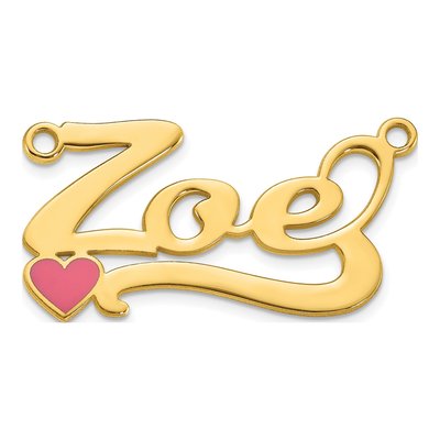 10K Yellow Gold Personalized Heart Name Plate Pendant – view 2