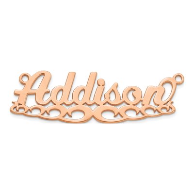 10K Rose Gold Wave Name Plate Pendant – view 4