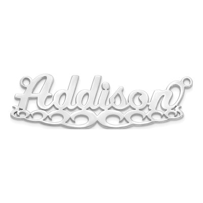 10K White Gold Personalized Wave Name Plate Pendant – view 4