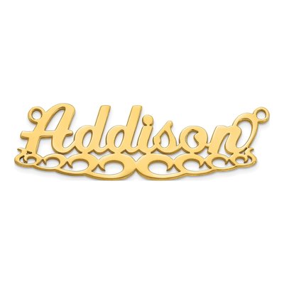 10K Yellow Gold Wave Name Plate Pendant – view 3