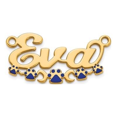 10K Yellow Gold Personalized Paw Print Name Plate Pendant – view 2